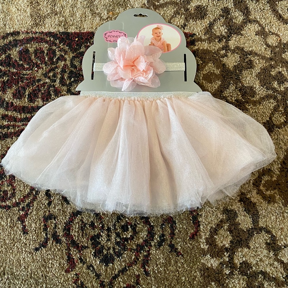 Popatu Baby Girl Tutu Skirt With Headband Set NEW 3 MONTHS to 12 MONTHS